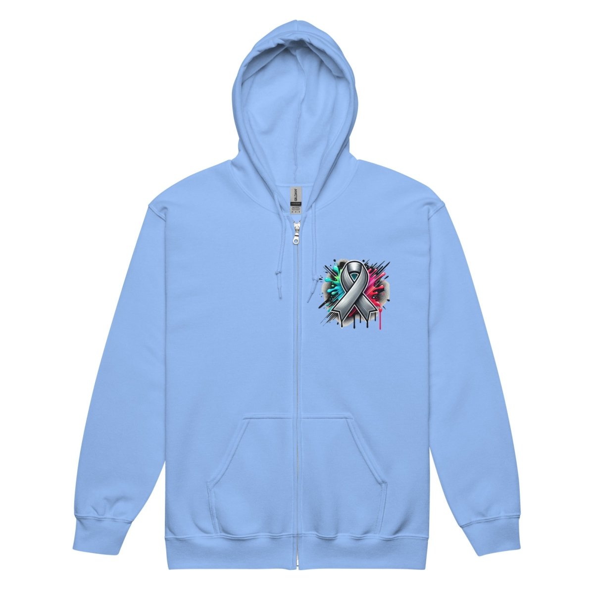 Grey Ribbon Graffiti Zip Up Hoodie - JohnVsGBMCarolina BlueS