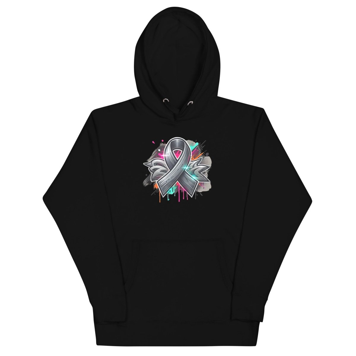 Grey Tones Ribbon Graffiti Hoodie - JohnVsGBMBlackS