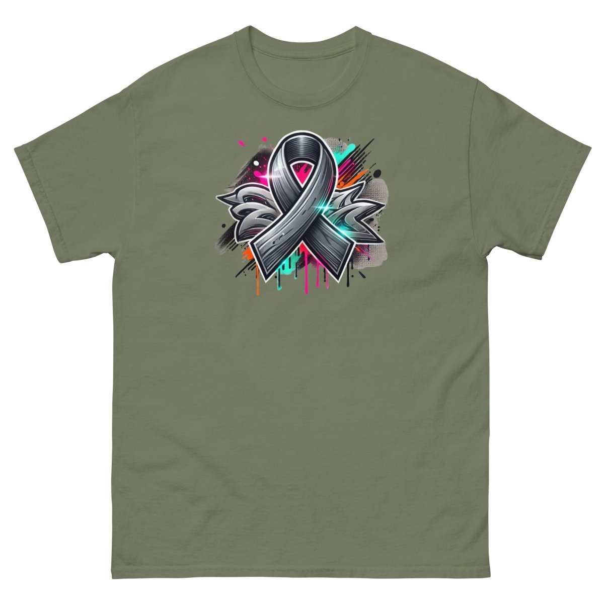 Grey Tones Ribbon Graffiti Tee - JohnVsGBMMilitary GreenS