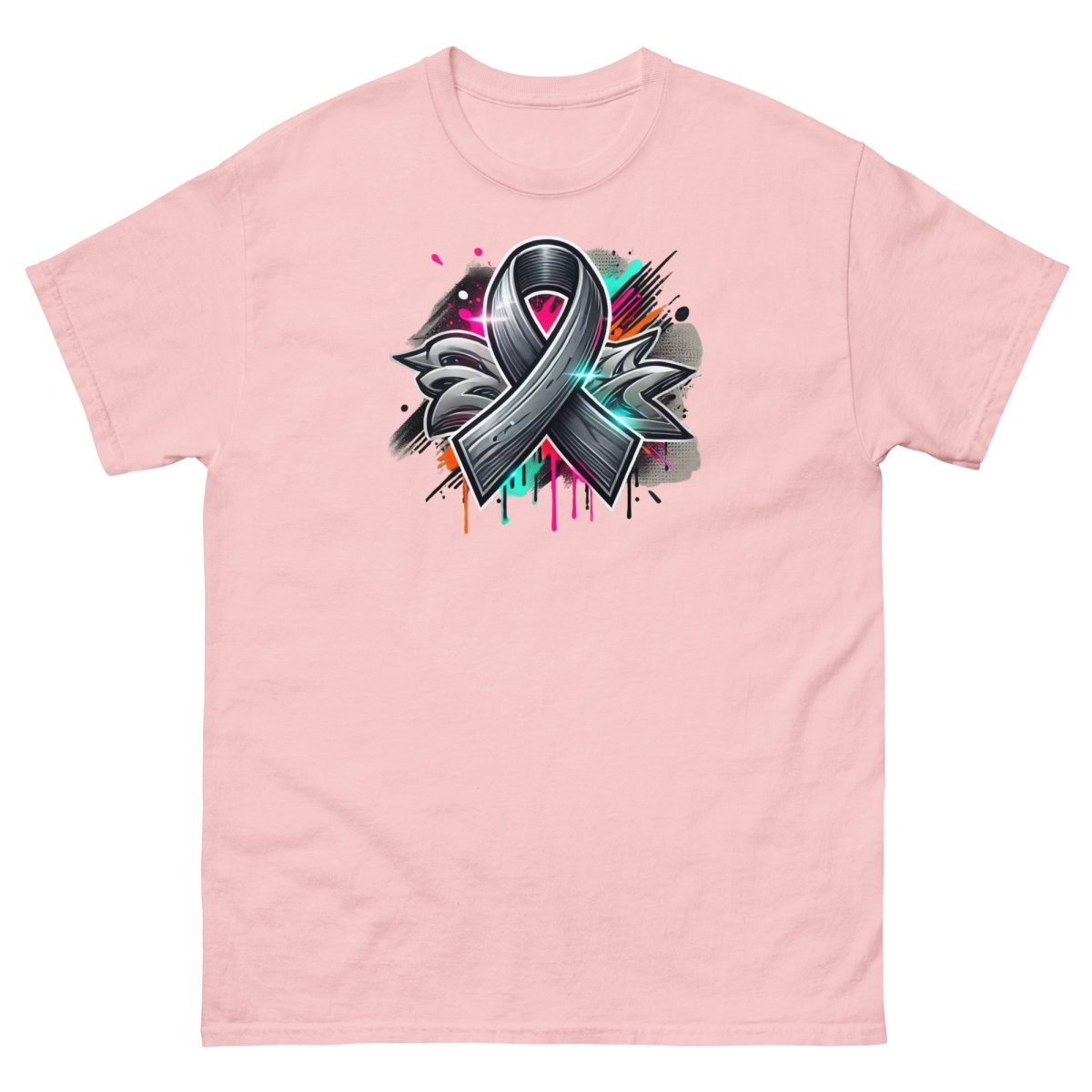 Grey Tones Ribbon Graffiti Tee - JohnVsGBMLight PinkS