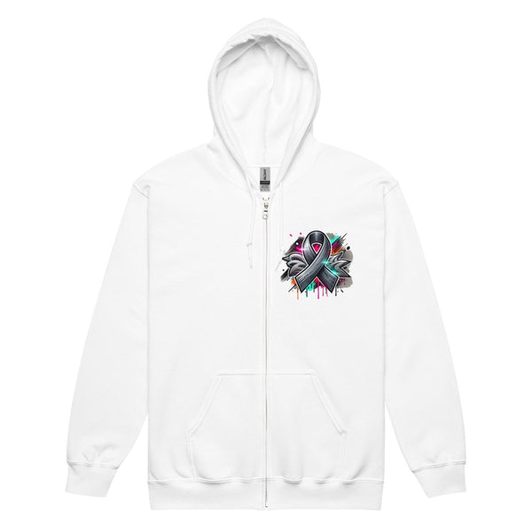 Grey Tones Ribbon Graffiti Zip Up Hoodie - JohnVsGBMWhiteS