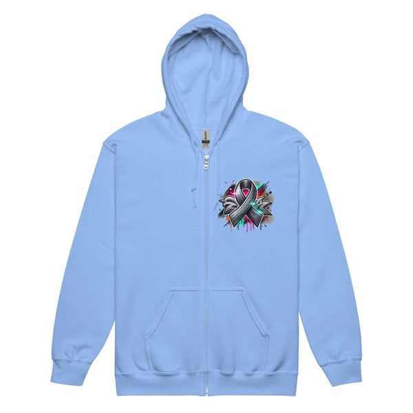 Grey Tones Ribbon Graffiti Zip Up Hoodie - JohnVsGBMCarolina BlueS