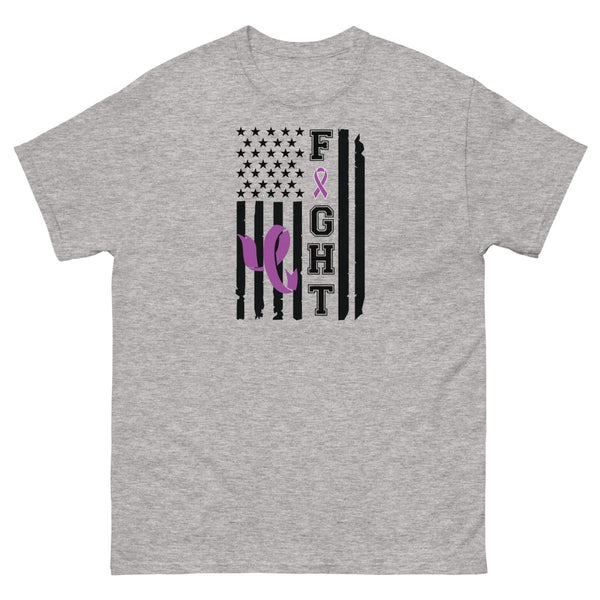 Hodgkin's Lymphoma Ribbon Flag Tee - JohnVsGBMSport GreyS