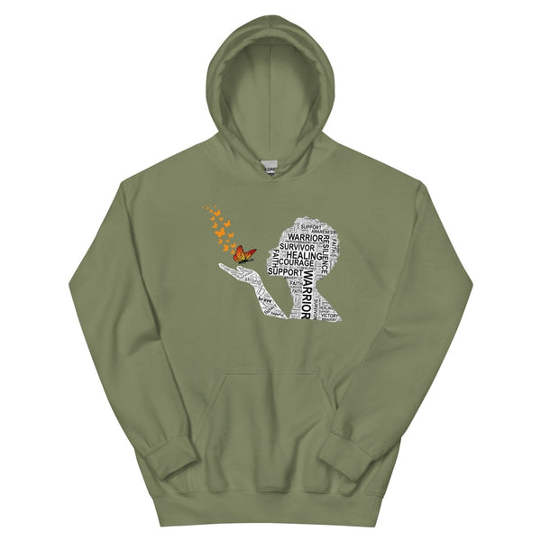 Kidney Cancer Butterfly Hoodie - JohnVsGBMMilitary GreenS