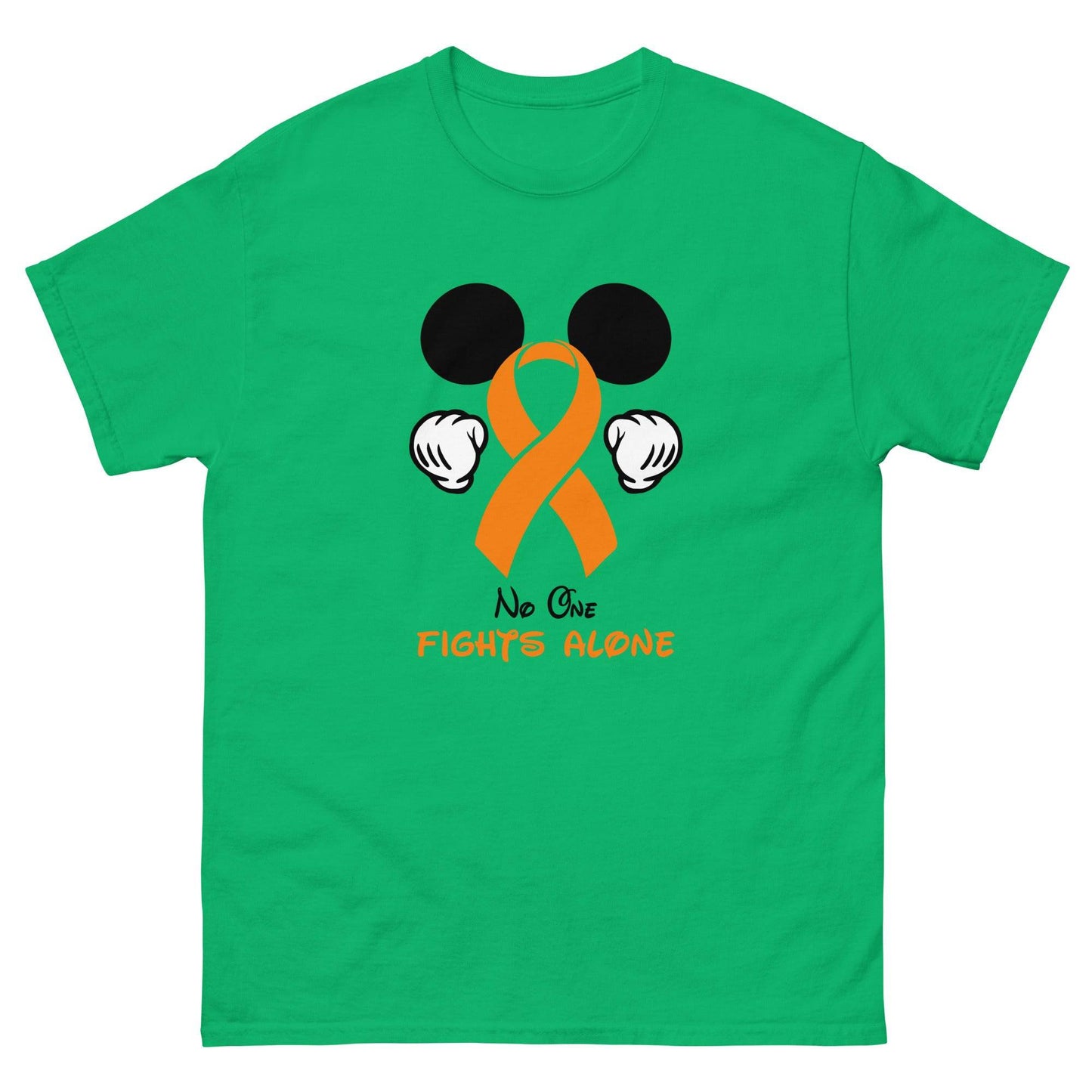 Leukemia Mickey Themed No One Fights Alone Tee - JohnVsGBMIrish GreenS