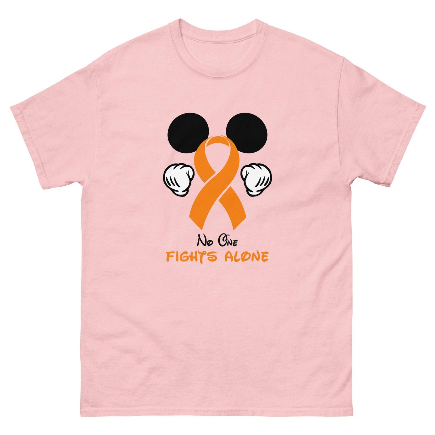 Leukemia Mickey Themed No One Fights Alone Tee - JohnVsGBMLight PinkS