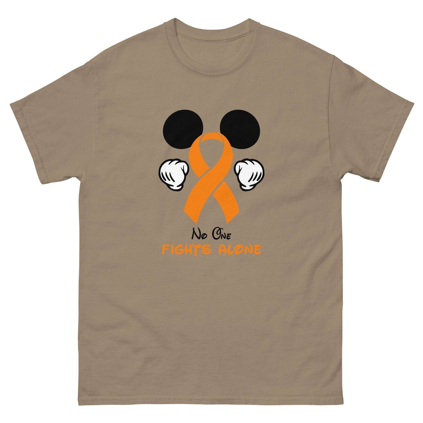 Leukemia Mickey Themed No One Fights Alone Tee - JohnVsGBMBrown SavanaS