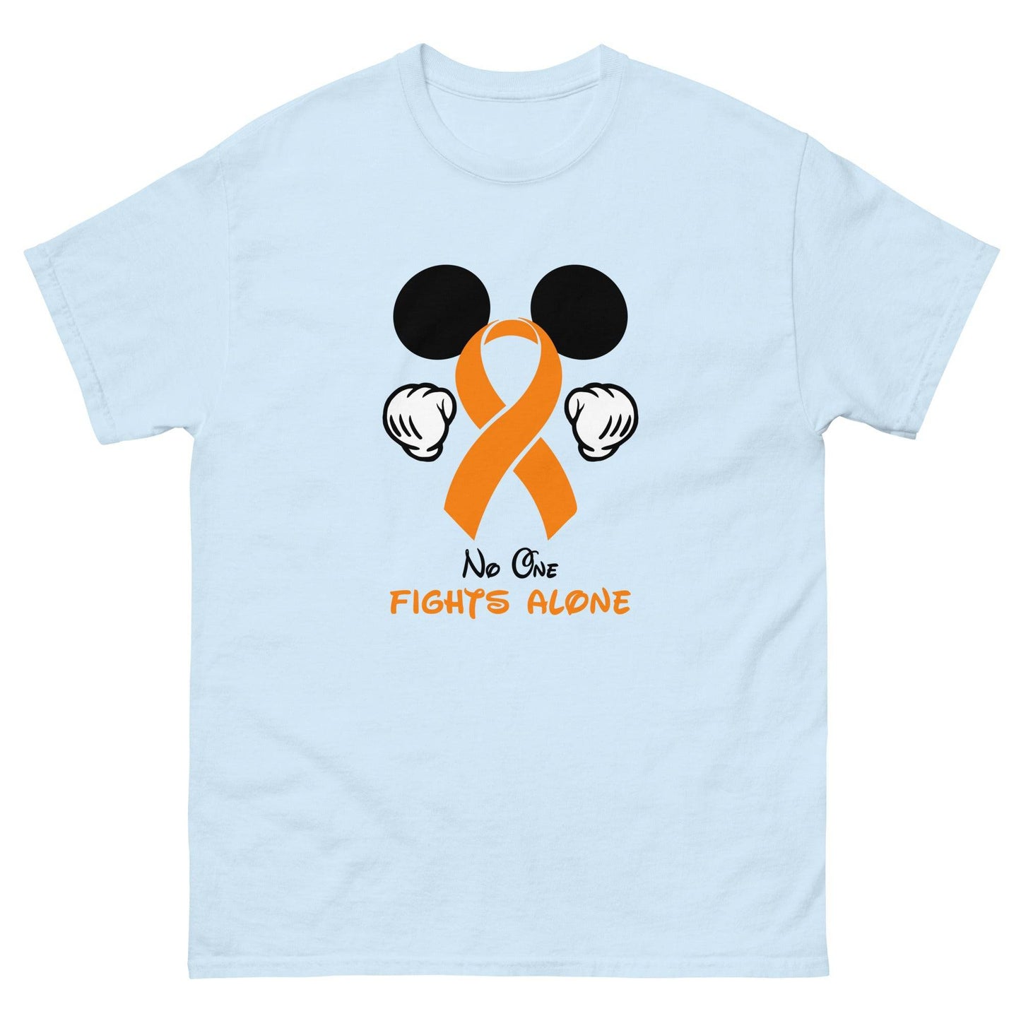 Leukemia Mickey Themed No One Fights Alone Tee - JohnVsGBMLight BlueS