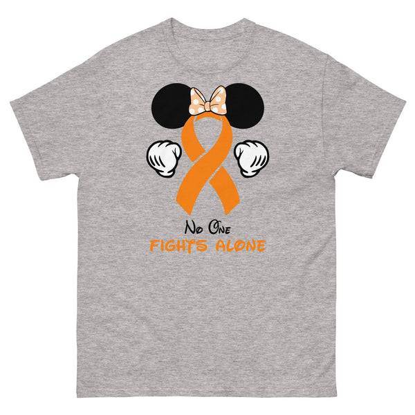 Leukemia Minnie Themed No One Fights Alone Tee - JohnVsGBMSport GreyS