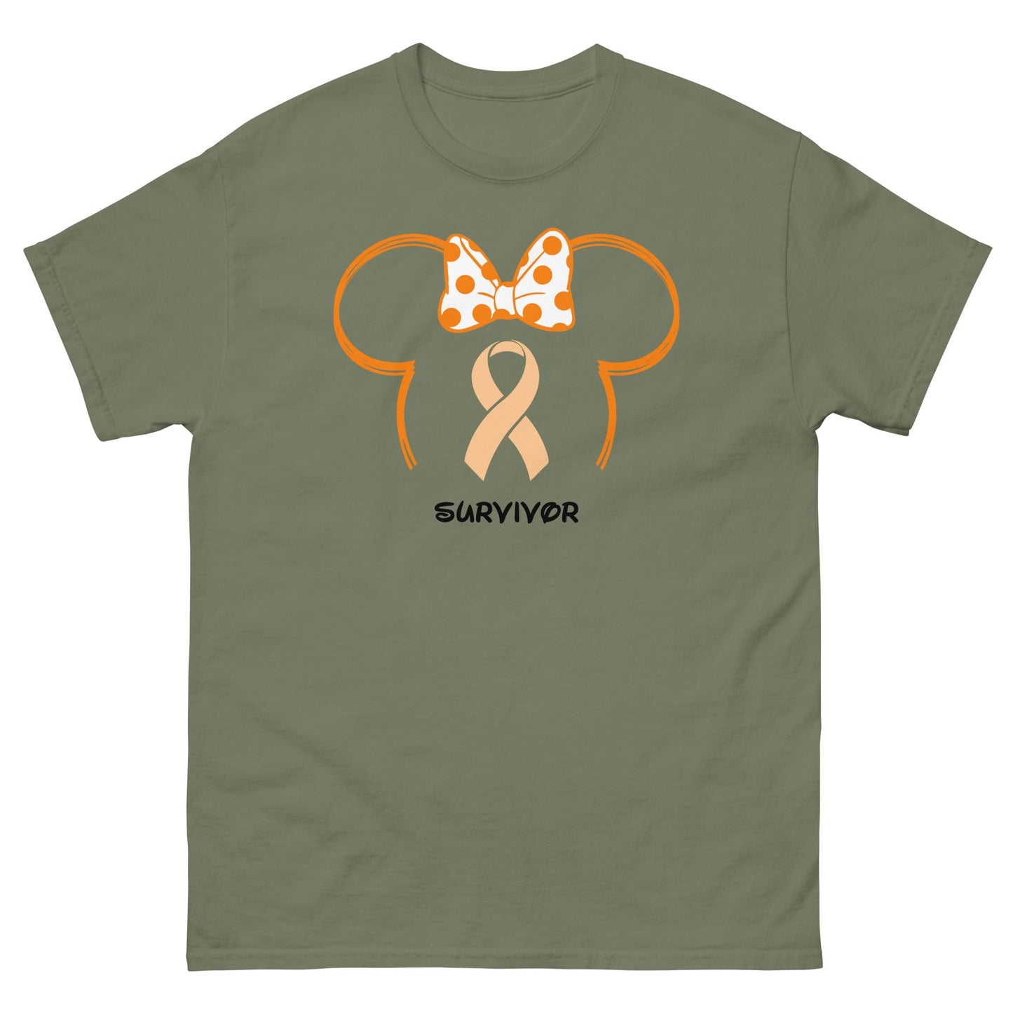 Leukemia Mouse Outline Tee - JohnVsGBMMilitary GreenS