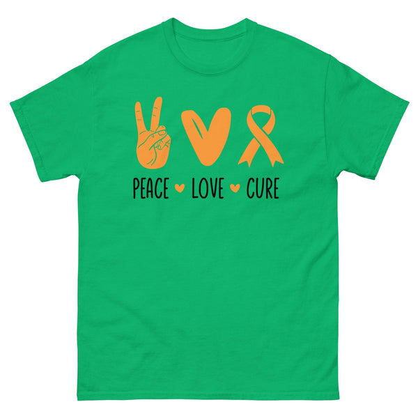 Leukemia Peace Love Cure Tee - JohnVsGBMIrish GreenS