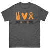 Leukemia Peace Love Cure Tee - JohnVsGBMDark HeatherS