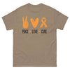 Leukemia Peace Love Cure Tee - JohnVsGBMBrown SavanaS