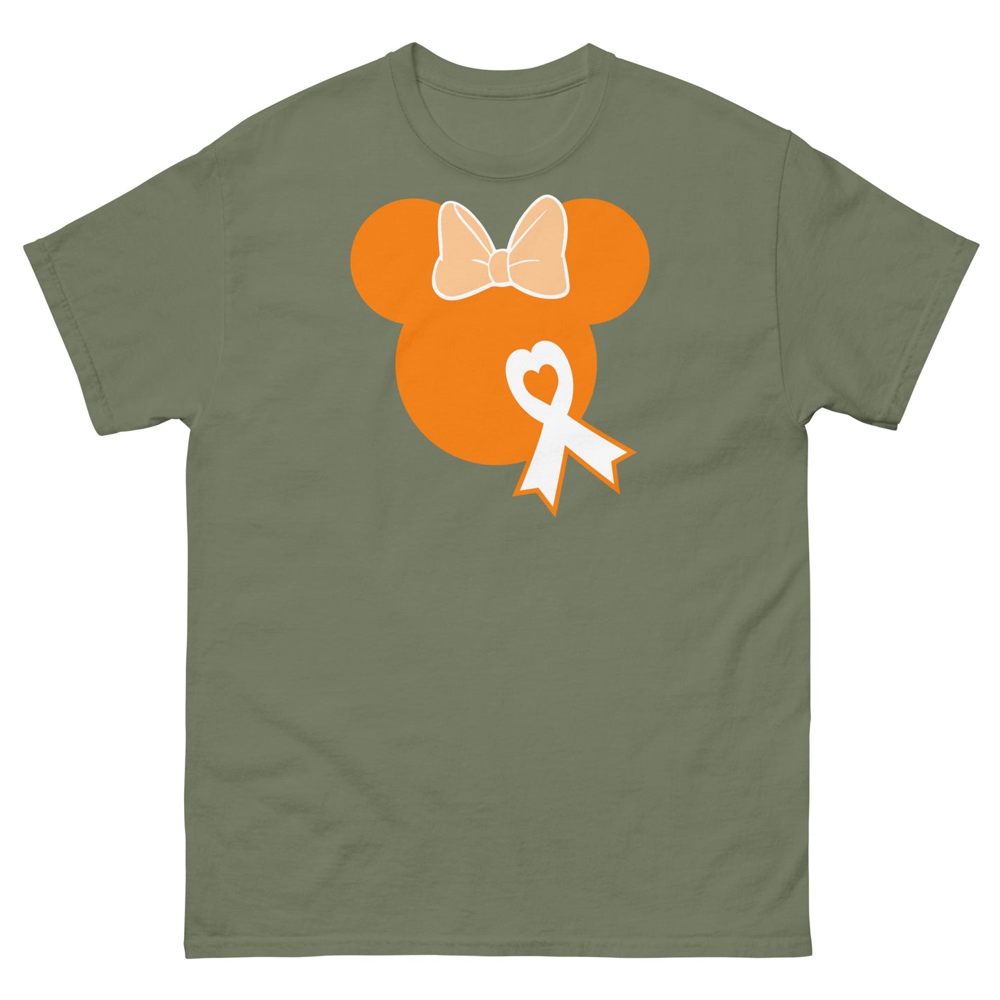 Leukemia Solid Orange Bow Tee - JohnVsGBMMilitary GreenS