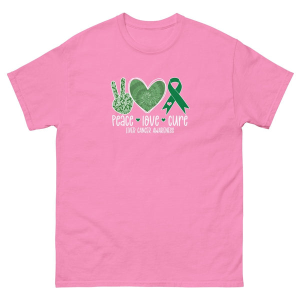 Liver Cancer Peace Love Tee - JohnVsGBMAzaleaS