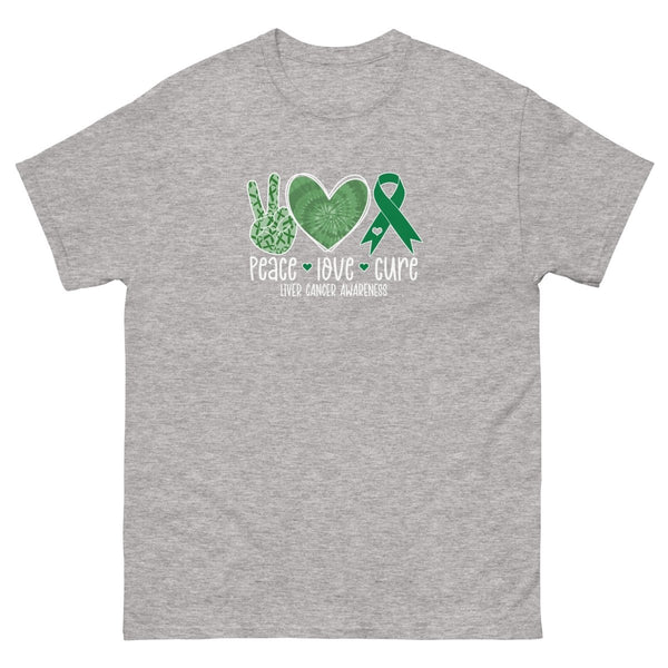 Liver Cancer Peace Love Tee - JohnVsGBMSport GreyS