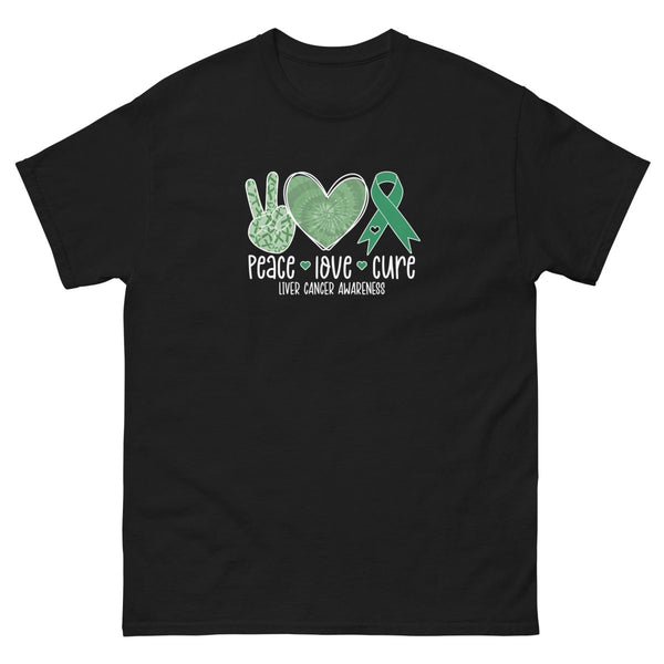 Liver Cancer Peace Love Tee - JohnVsGBMBlackS