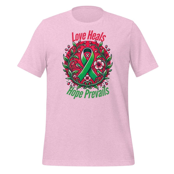 Liver Cancer Prevail Love Tee - JohnVsGBMHeather Prism LilacS