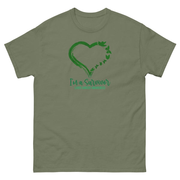 Liver Cancer Survivor Heart Tee - JohnVsGBMMilitary GreenS