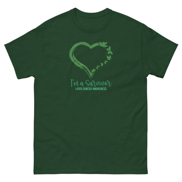 Liver Cancer Survivor Heart Tee - JohnVsGBMForest GreenS