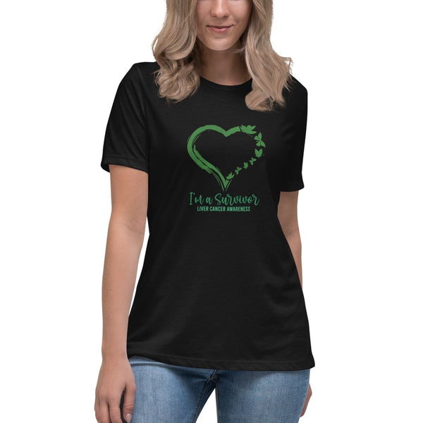 Liver Cancer Women's Heart Tee - JohnVsGBMBlackS