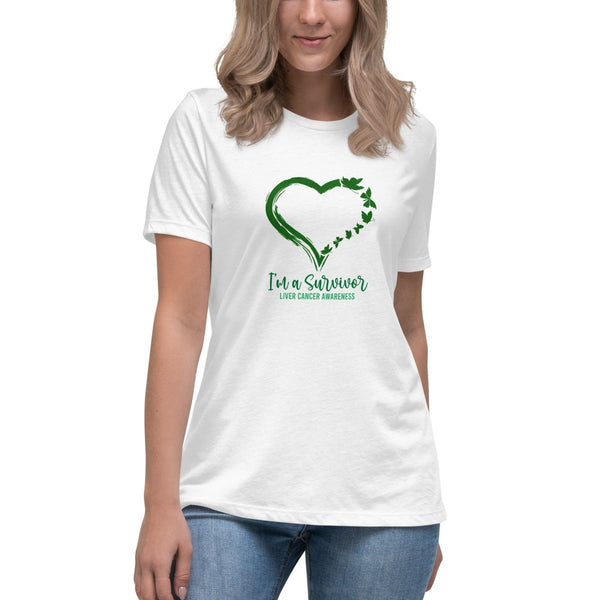 Liver Cancer Women's Heart Tee - JohnVsGBMWhiteS