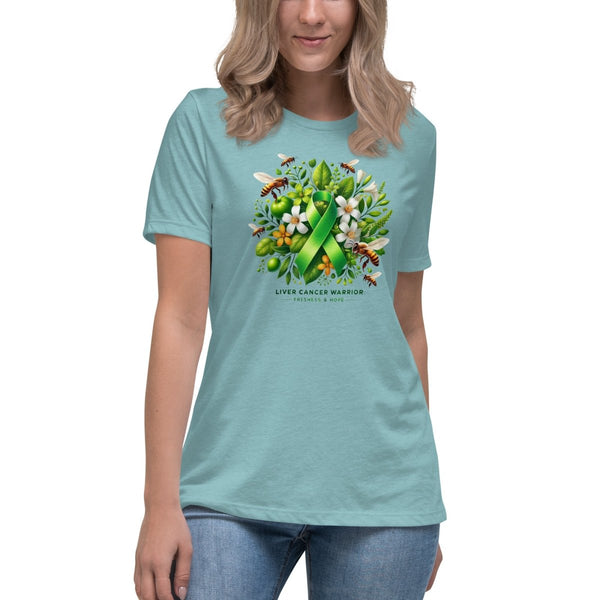 Liver Cancer Women's Warrior Spring Tee - JohnVsGBMHeather Blue LagoonS