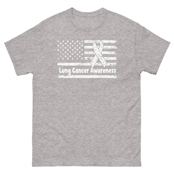 Lung Cancer Awareness Flag Tee - JohnVsGBMSport GreyS