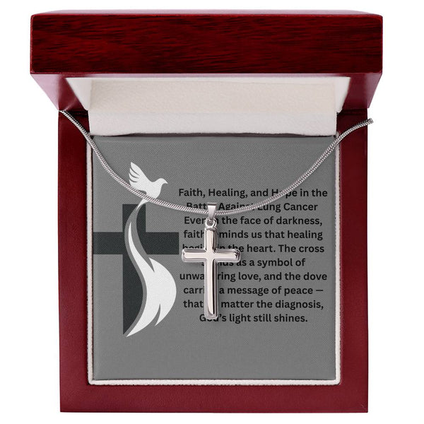 Lung Cancer Dove Cross Necklace - JohnVsGBMStandard BoxPolished Stainless Steel