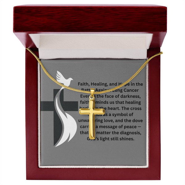 Lung Cancer Dove Cross Necklace - JohnVsGBMStandard Box18K Yellow Gold Finish