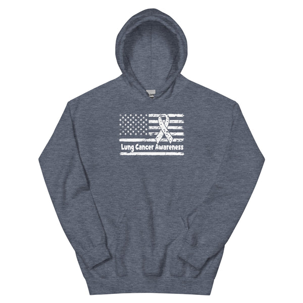 Lung Cancer Flag Hoodie - JohnVsGBMHeather Sport Dark NavyS