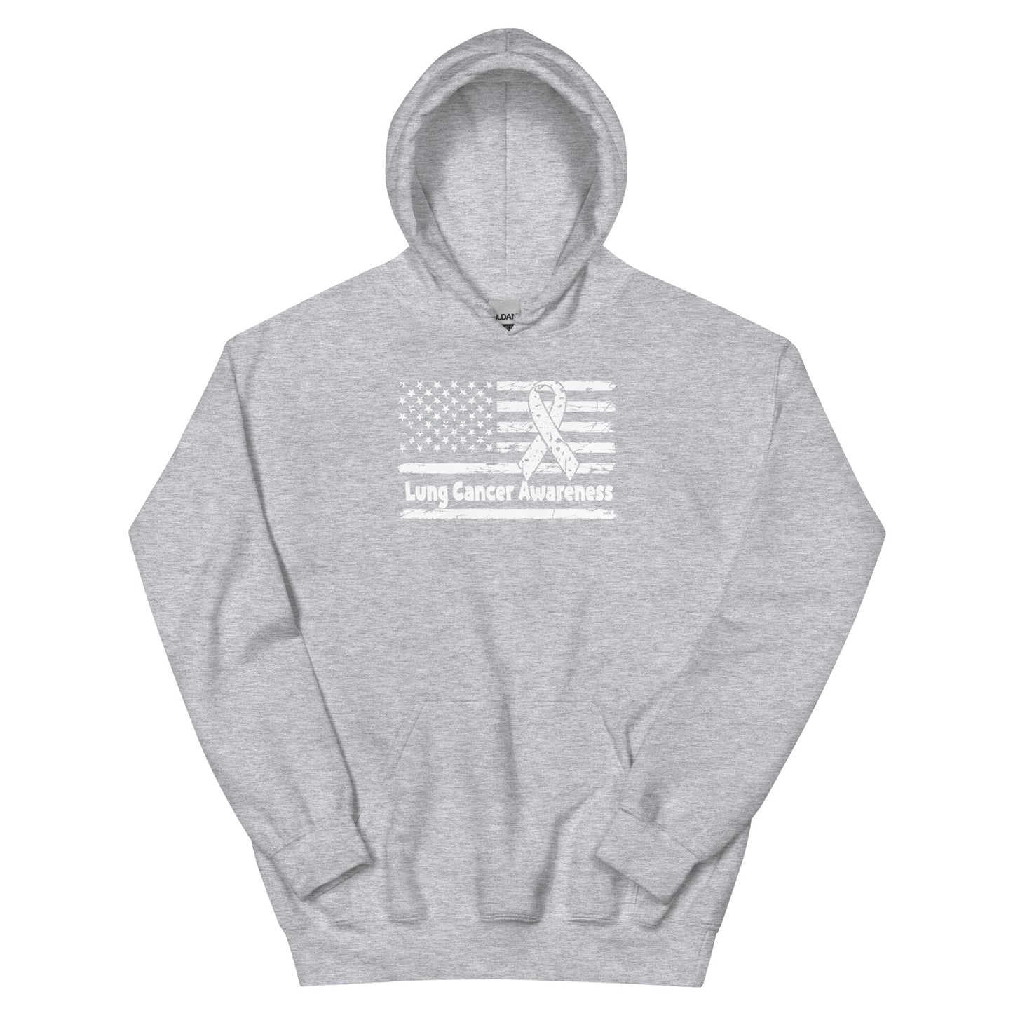 Lung Cancer Flag Hoodie - JohnVsGBMSport GreyS