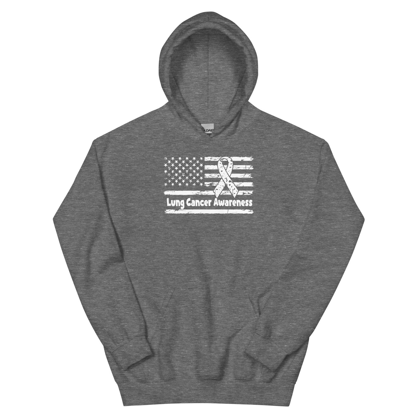 Lung Cancer Flag Hoodie - JohnVsGBMGraphite HeatherS