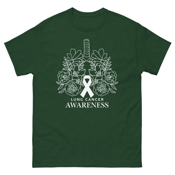 Lung Cancer Flower Lungs Tee - JohnVsGBMForest GreenS