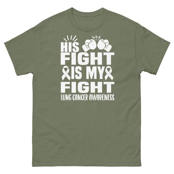 Lung Cancer His Fight is My Fight Tee - JohnVsGBMMilitary GreenS