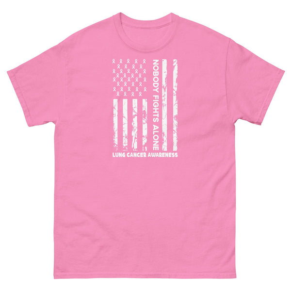 Lung Cancer Nobody Fights Alone Flag Tee - JohnVsGBMAzaleaS