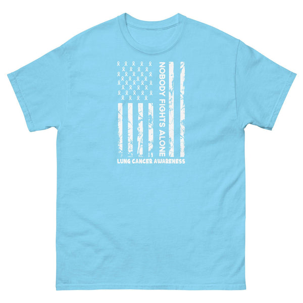 Lung Cancer Nobody Fights Alone Flag Tee - JohnVsGBMSkyS