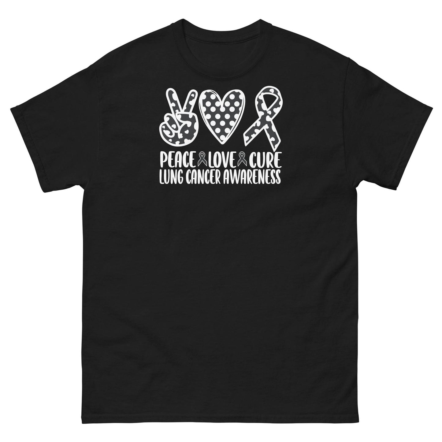 Lung Cancer Peace Love Cure Tee - JohnVsGBMBlackS