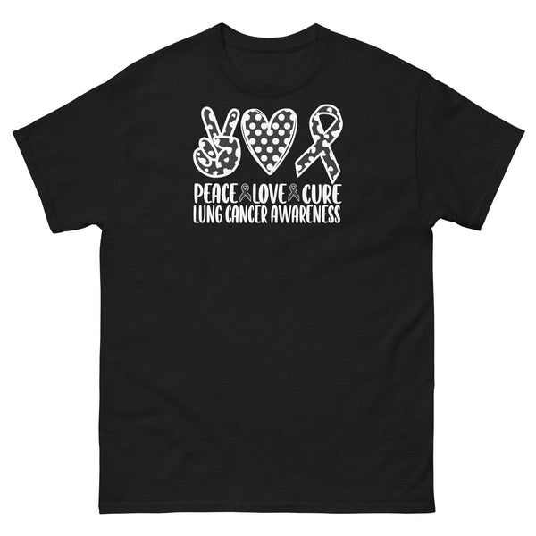 Lung Cancer Peace Love Cure Tee - JohnVsGBMBlackS