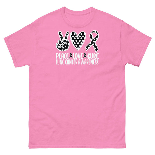 Lung Cancer Peace Love Cure Tee - JohnVsGBMAzaleaS