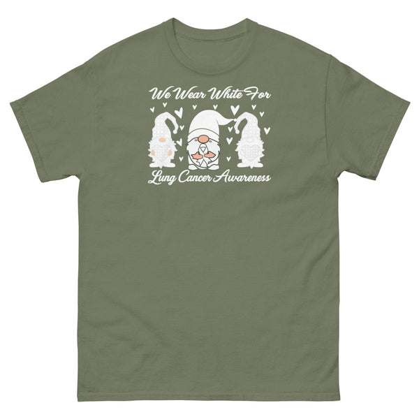 Lung Cancer White Gnomes Tee - JohnVsGBMMilitary GreenS