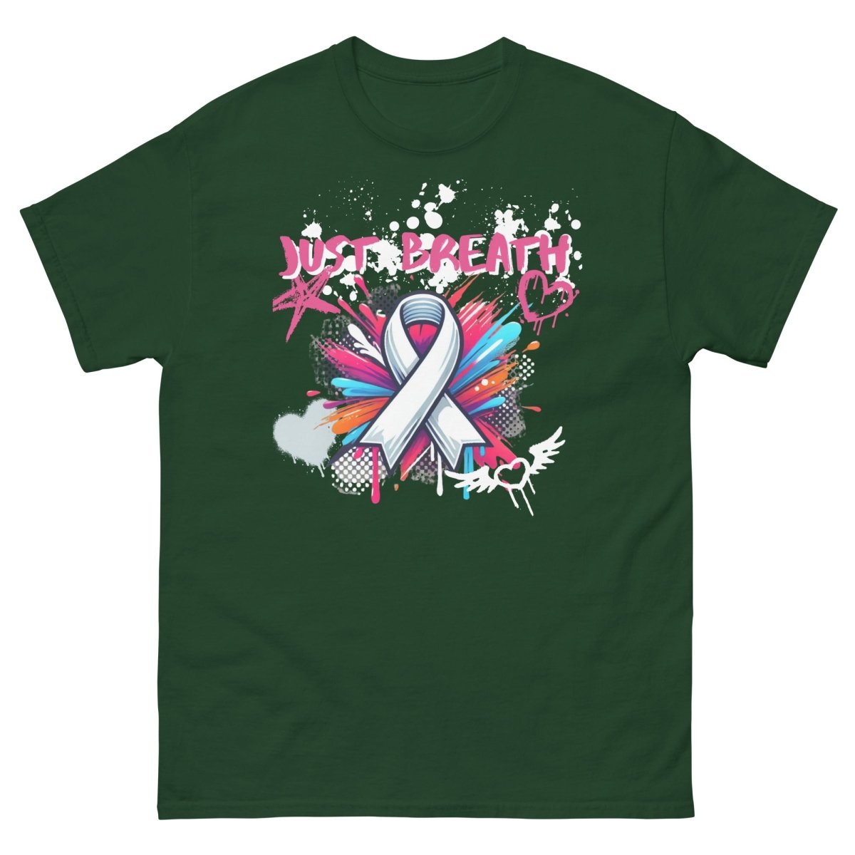 Lung Graffiti Ribbon Tee - JohnVsGBMForest GreenS