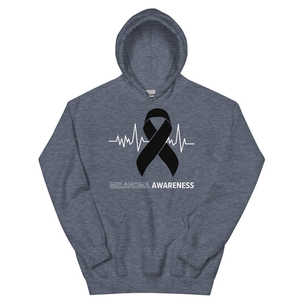 Melanoma Awareness Heartbeat Hoodie - JohnVsGBMHeather Sport Dark NavyS