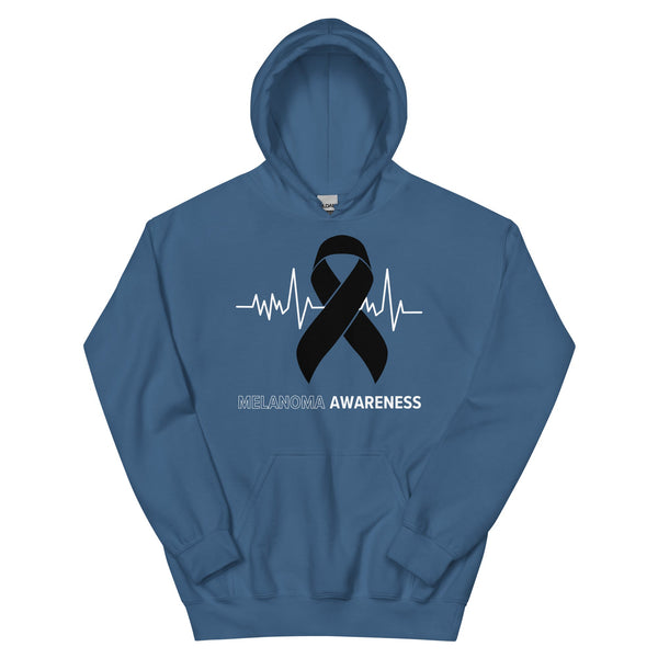 Melanoma Awareness Heartbeat Hoodie - JohnVsGBMIndigo BlueS