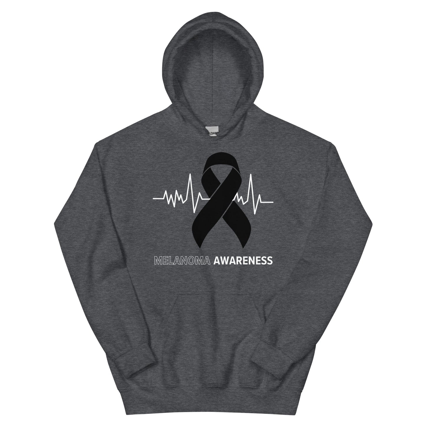 Melanoma Awareness Heartbeat Hoodie - JohnVsGBMDark HeatherS