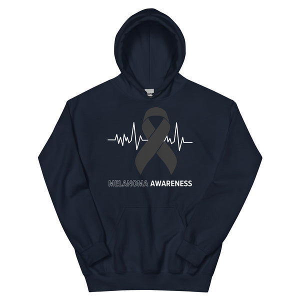 Melanoma Awareness Heartbeat Hoodie - JohnVsGBMNavyS