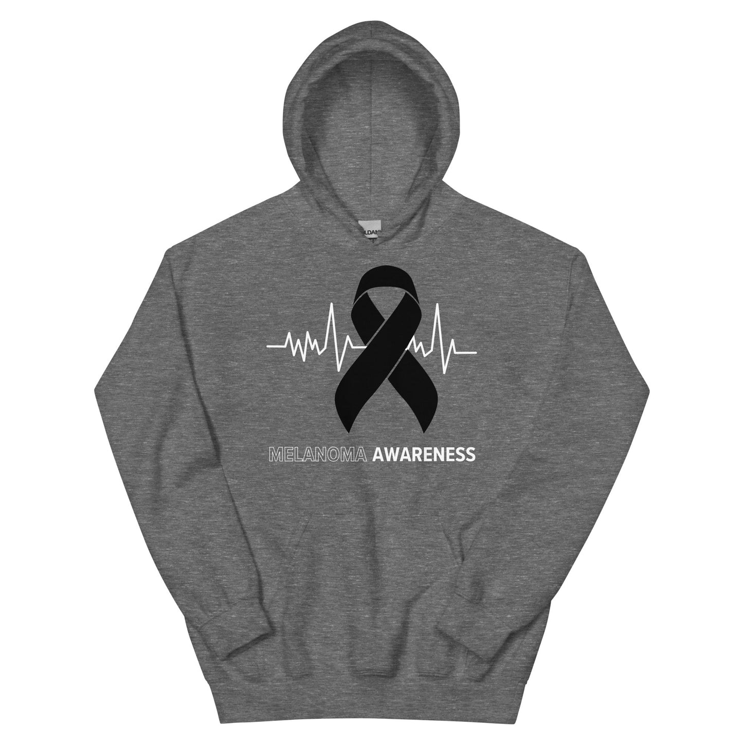 Melanoma Awareness Heartbeat Hoodie - JohnVsGBMGraphite HeatherS