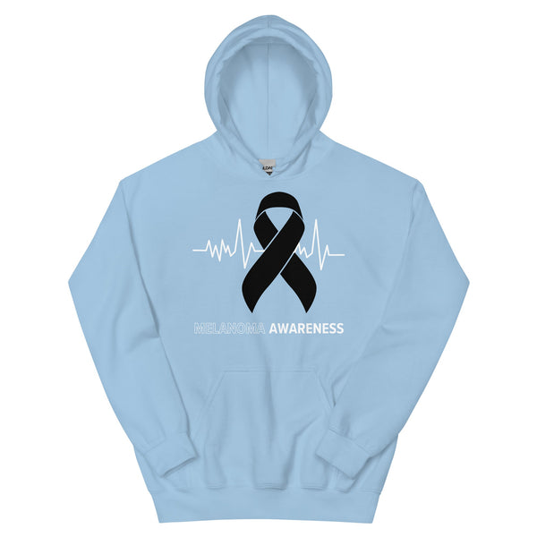 Melanoma Awareness Heartbeat Hoodie - JohnVsGBMLight BlueS