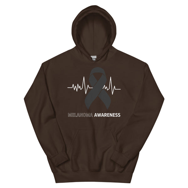 Melanoma Awareness Heartbeat Hoodie - JohnVsGBMDark ChocolateS