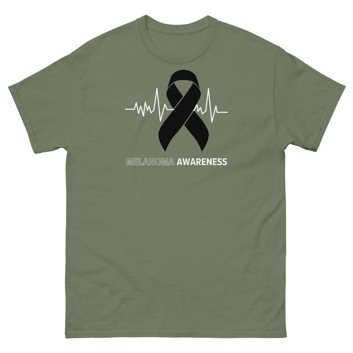 Melanoma Awareness Heartbeat Tee - JohnVsGBMMilitary GreenS